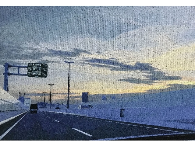 高速道路から見える夕焼け