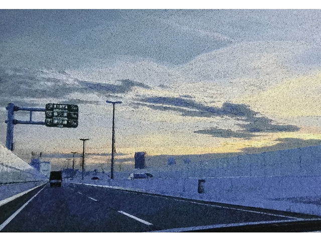 高速道路から見える夕焼け