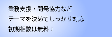 業務支援・開発協力などテーマを決めてしっかり対応。初期相談は無料！